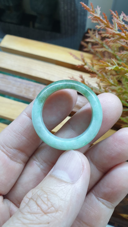 Plus Size Jade Rings 15US Natural Green Type A Myanmar Jadeite