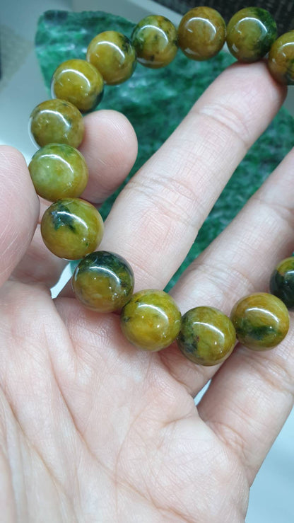 Gent's Honey Brown Jade Bracelet 18cm Myanmar Fei Cui Type A Jadeite Beads