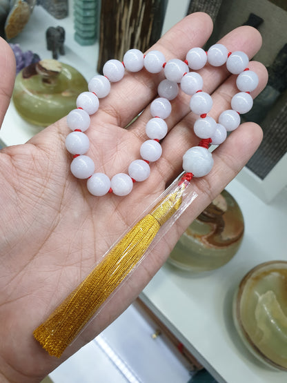 Jade Japa Mala | White Beads - Type A Jadeite | Handcrafted Lucky  Charms Ideal for Gifting 🎁
