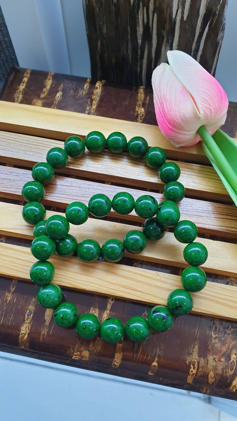 Mawsitsit Jade Bracelets 17cm Fei Cui - Vintage Type A Beads