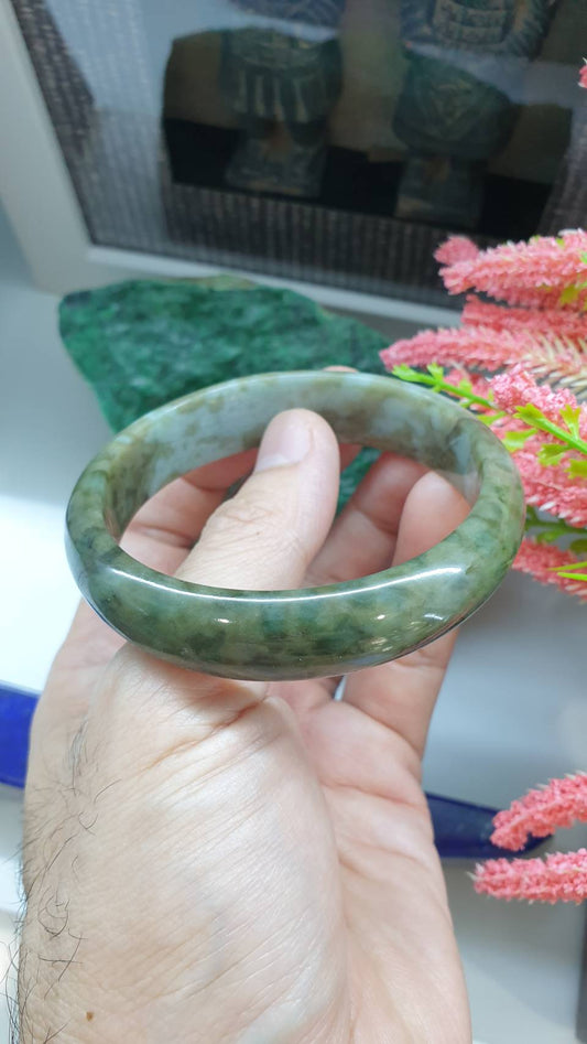 Honey Flame Jade Bangle S59 Fei Cui Type A Myanmar Natural Jadeite