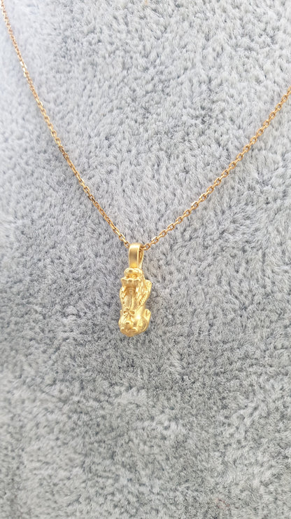Fortune Dragon Pixiu Necklace (16") | Pure 24K Gold Pixiu | Solid 18K Gold Chain