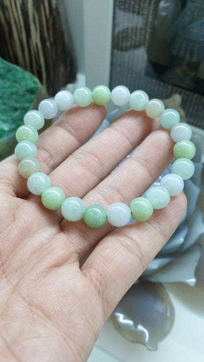 Soft-Toned Jade Bracelet (17 cm) | Type A Natural Jadeite | Handmade Vintage Beads