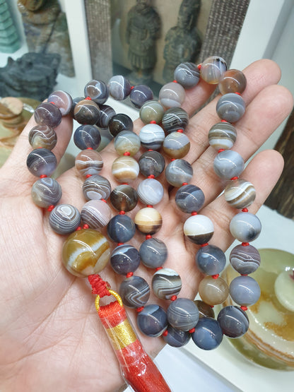 Japa Mala Necklace - Banded Agate | Handcrafted Meditation Beads