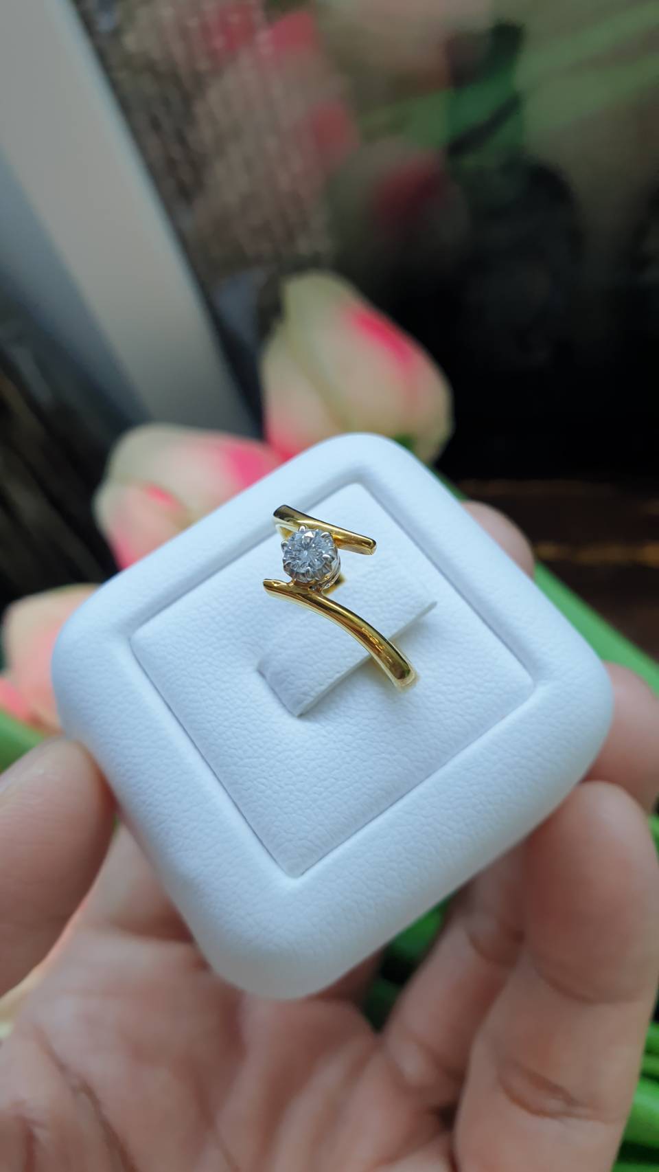 Solitary Diamond Ring (5 US) | Solid 18K Gold | Giftable🎁 Lady's Ring