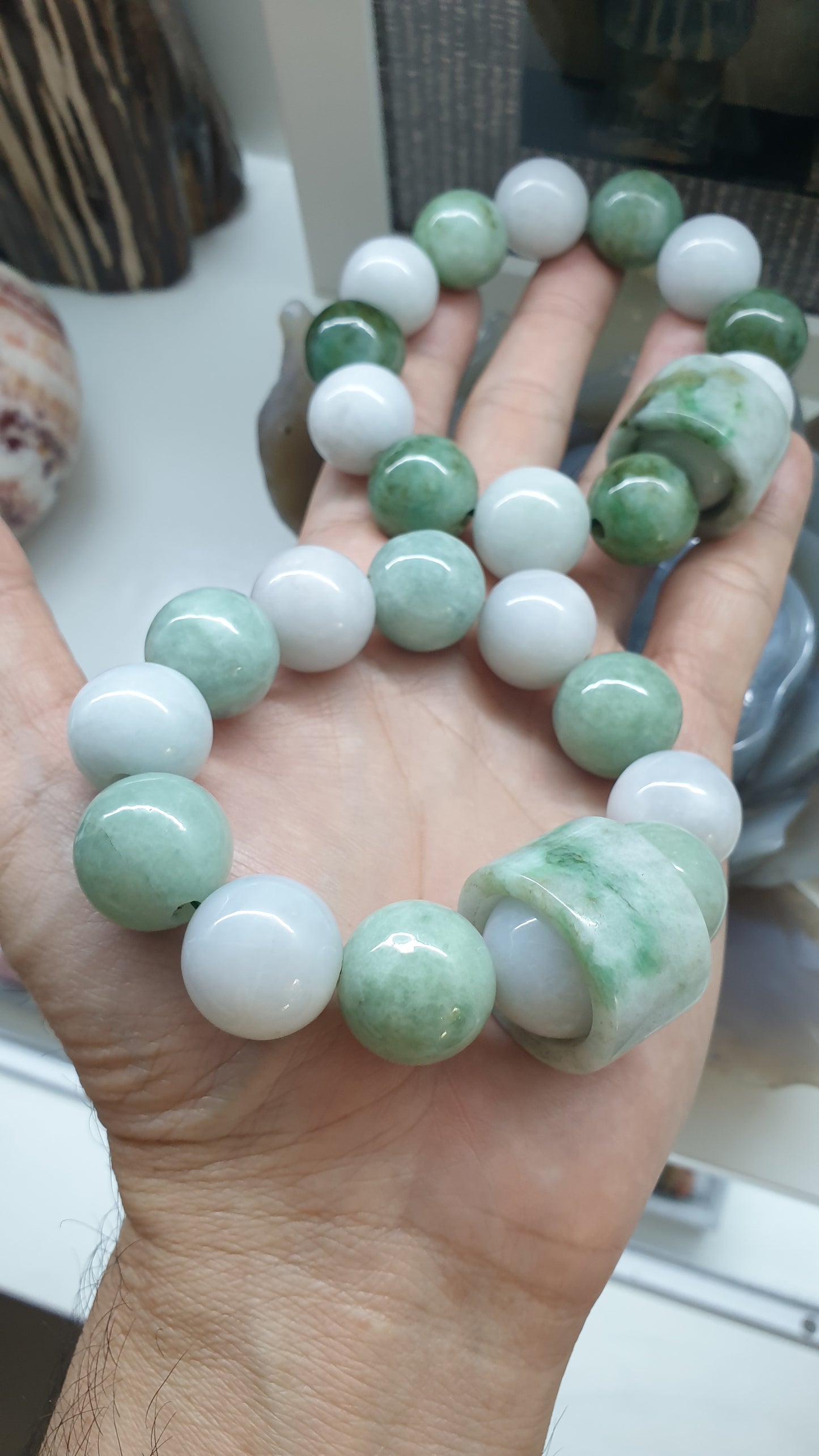 Spinning Ring Jade Charmbracelet | Big Beads 18 mm | His or Hers Statement Wrist Candy