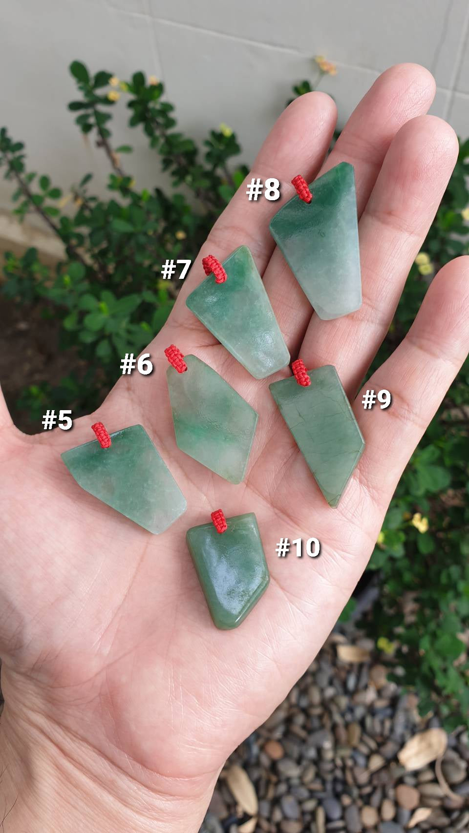 Jade Dog Tag Pendant (Freeform) | Fei Cui - Type A Jadeite | Lucky Red Thread