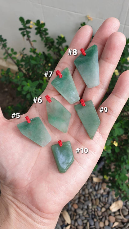 Jade Dog Tag Pendant (Freeform) | Fei Cui - Type A Jadeite | Lucky Red Thread