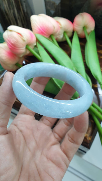 Aquamarine Bangle (Size 57 - 58) | Natural Stone Bracelet
