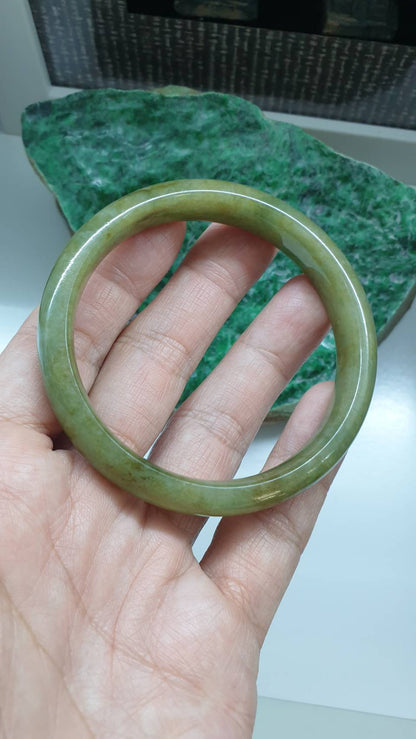 Green Jade Classic Bangle S59 Fei Cui Myanmar Natural Jadeite Type A
