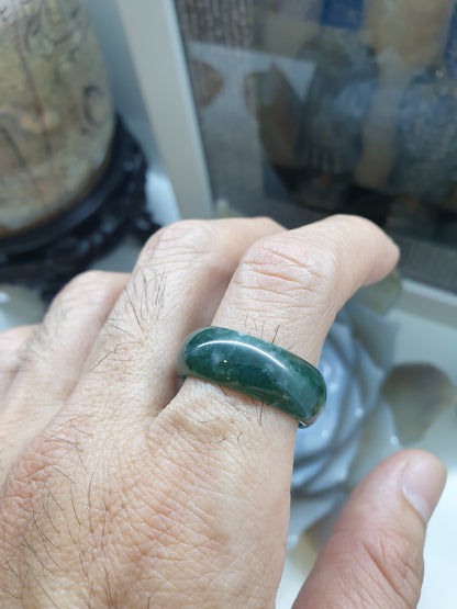 Blue Jade Domed Ring (12 and 14.5 US) | Type A Natural Jadeite
