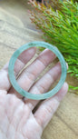 Jade Cylindrical Bangle S56 Slim Type A Myanmar Natural Jadeite Icy Moss Green