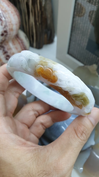 Hok Lok Siew Jade Phoenix Bangle S62 Type A Natural Jadeite