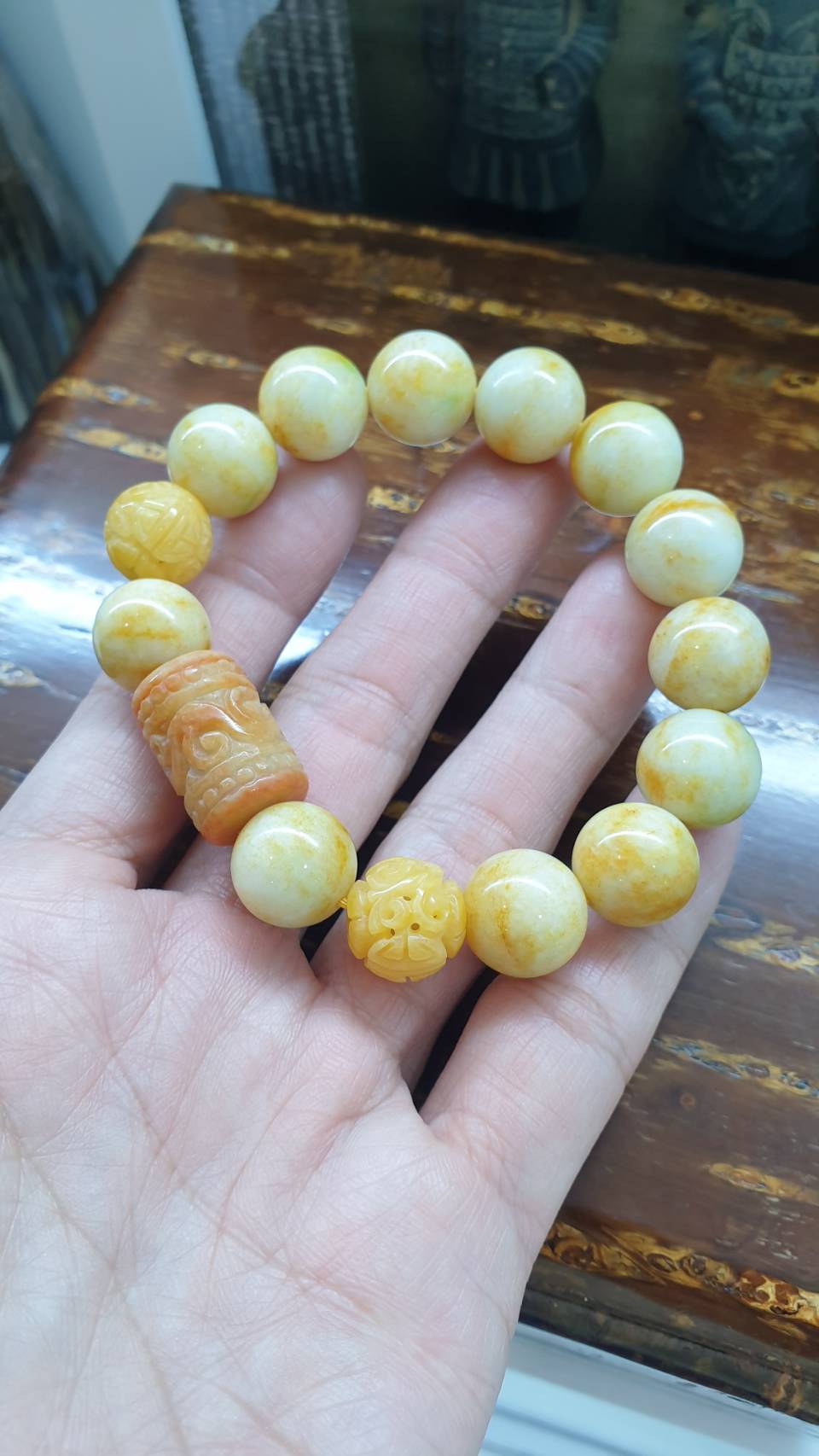 Jade Ru Yi Bracelet (17.5 cm) | Type A Natural Jadeite Vintage Beads