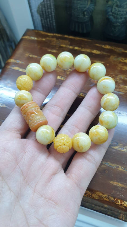 Jade Ru Yi Bracelet (17.5 cm) | Type A Natural Jadeite Vintage Beads