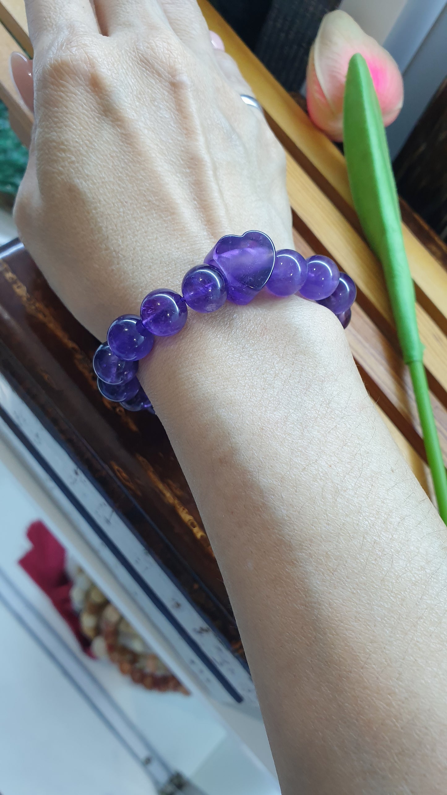 Amethyst Love Bracelets 16 cm - Natural Purple Gemstone Beads