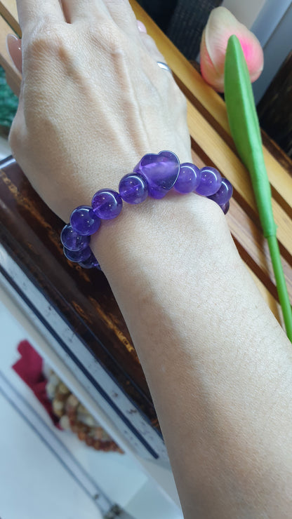 Amethyst Love Bracelets 16 cm - Natural Purple Gemstone Beads