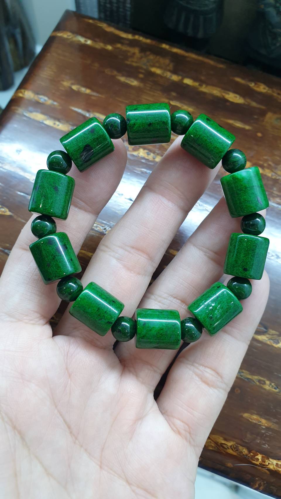Mawsitsit Cylinder 16cm Bracelet Collectors Material with Jadeite Beads