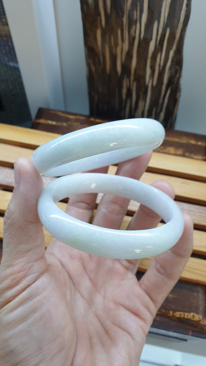 White Jade Vintage Bangles S60 Type A Natural Myanmar Jadeite
