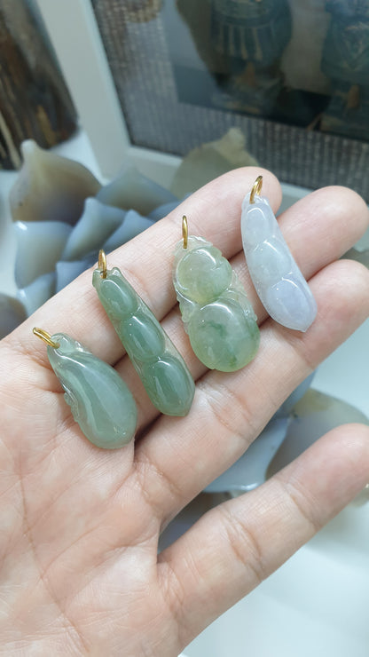 Jade Lucky Charm Pendants (Selection) | Solid Gold Loop Bails | Fei Cui Type A Jadeite