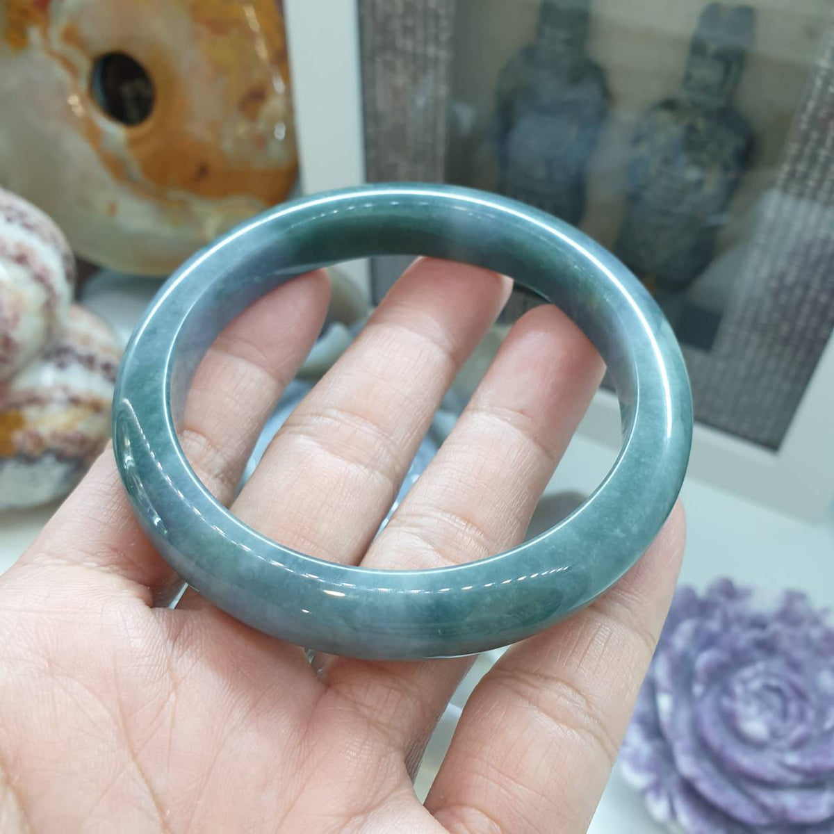 Blue Jade Bangle S62 and S62.5 Authentic Type A Natural Jadeite His or Hers Bracelet