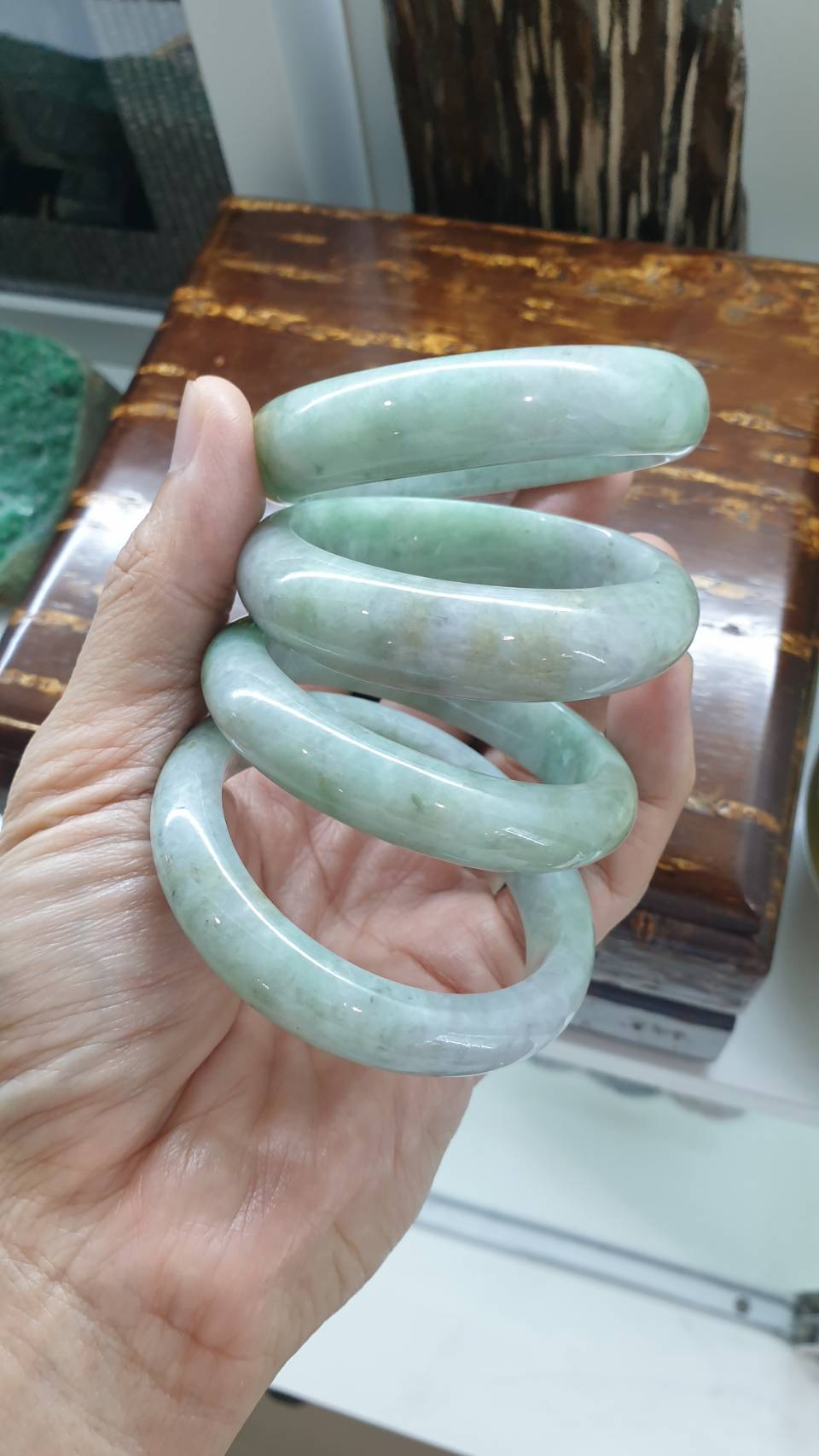 Natural Jadeite Bangles, Lavender Green Size 53 and 55.5 - Type A Natural Myanmar Jade