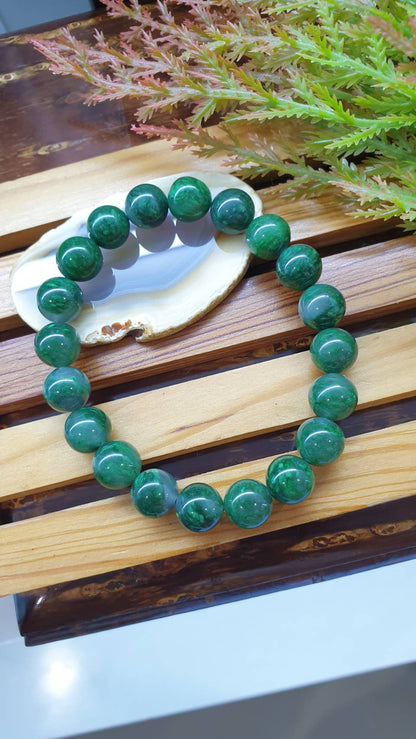 Mawsitsit Fei Cui Bracelet 17cm Watery Translucent Type A Natural Jade 10.5mm Beads