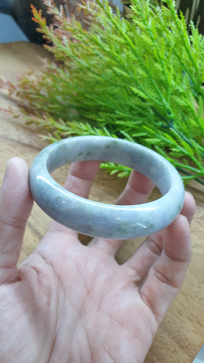 Lavender Jade Bangle S62.5 Speckled Type A Natural Burma Jadeite Fei Cui