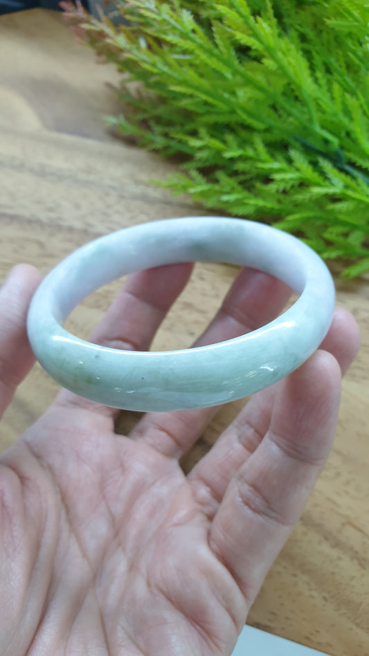 White Jade Vintage Bangle S60 Myanmar Fei Cui Jadeite Type A