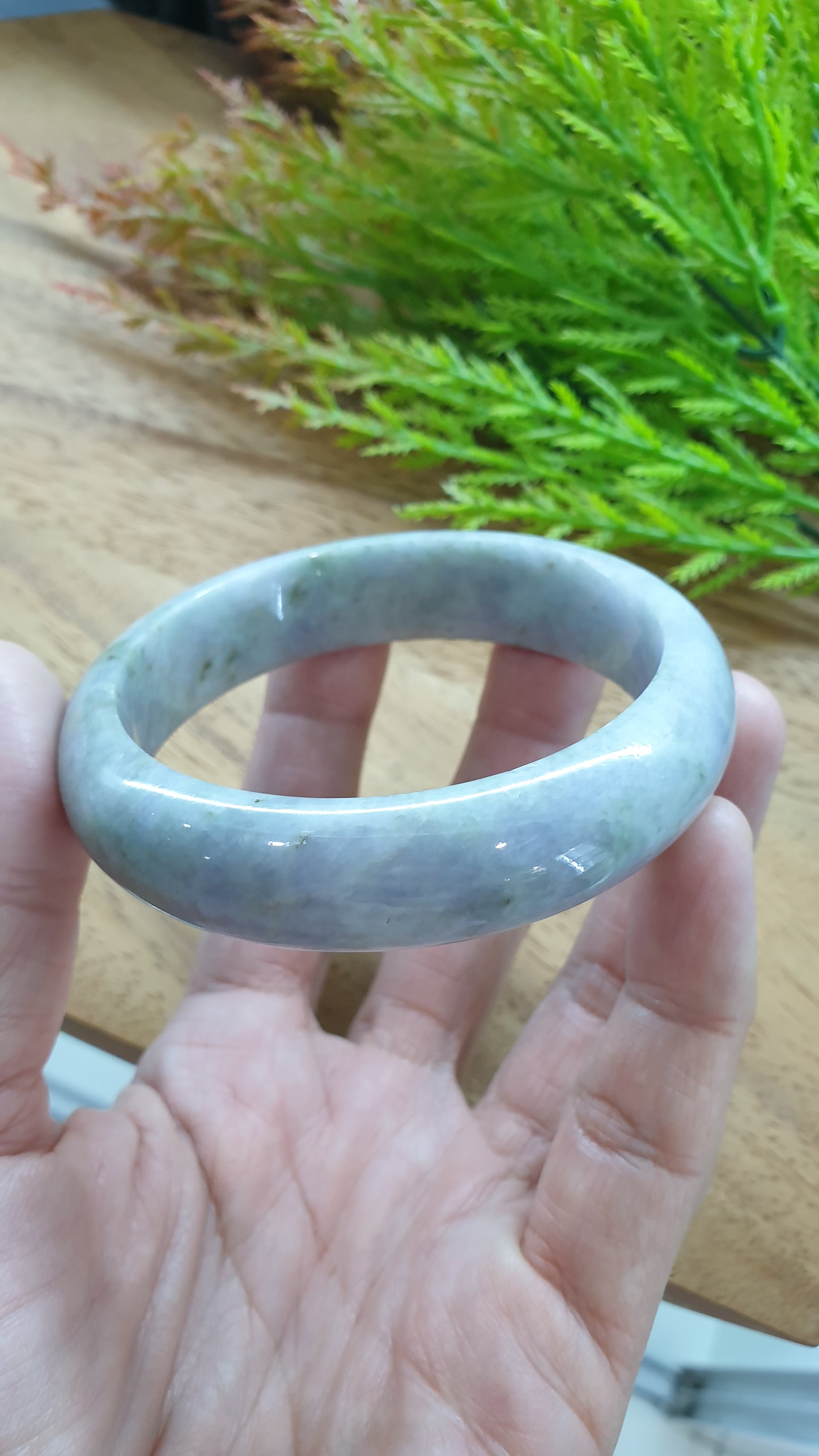 Lavender Jade Bangle S62.5 Speckled Type A Natural Burma Jadeite Fei Cui