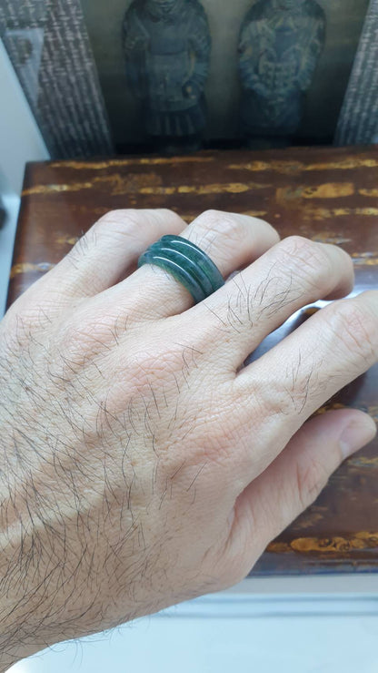 Stackable Deep Blue Jade Rings Natural Jadeite US Sizes 7.5 to 10.75