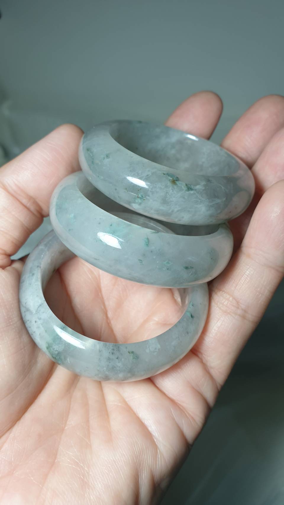 Kiddie Size Jade Bangle S39.5 to S42 Type A Myanmar Jadeite Icy Green Moss