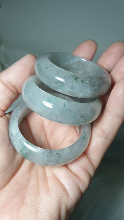Kiddie Size Jade Bangle S39.5 to S42 Type A Myanmar Jadeite Icy Green Moss