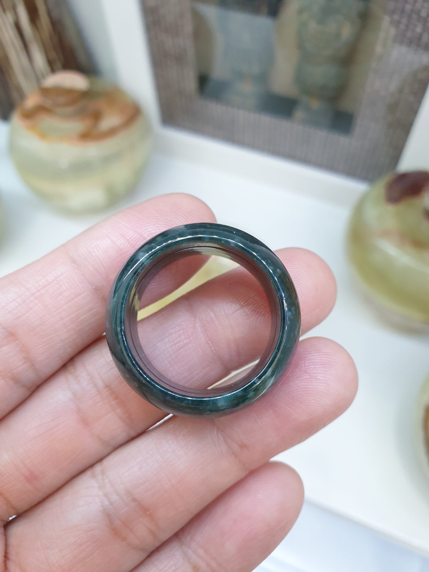 Gent's Style - Deep Blue Jade Ring (14.5 US) | Type A Natural Jadeite