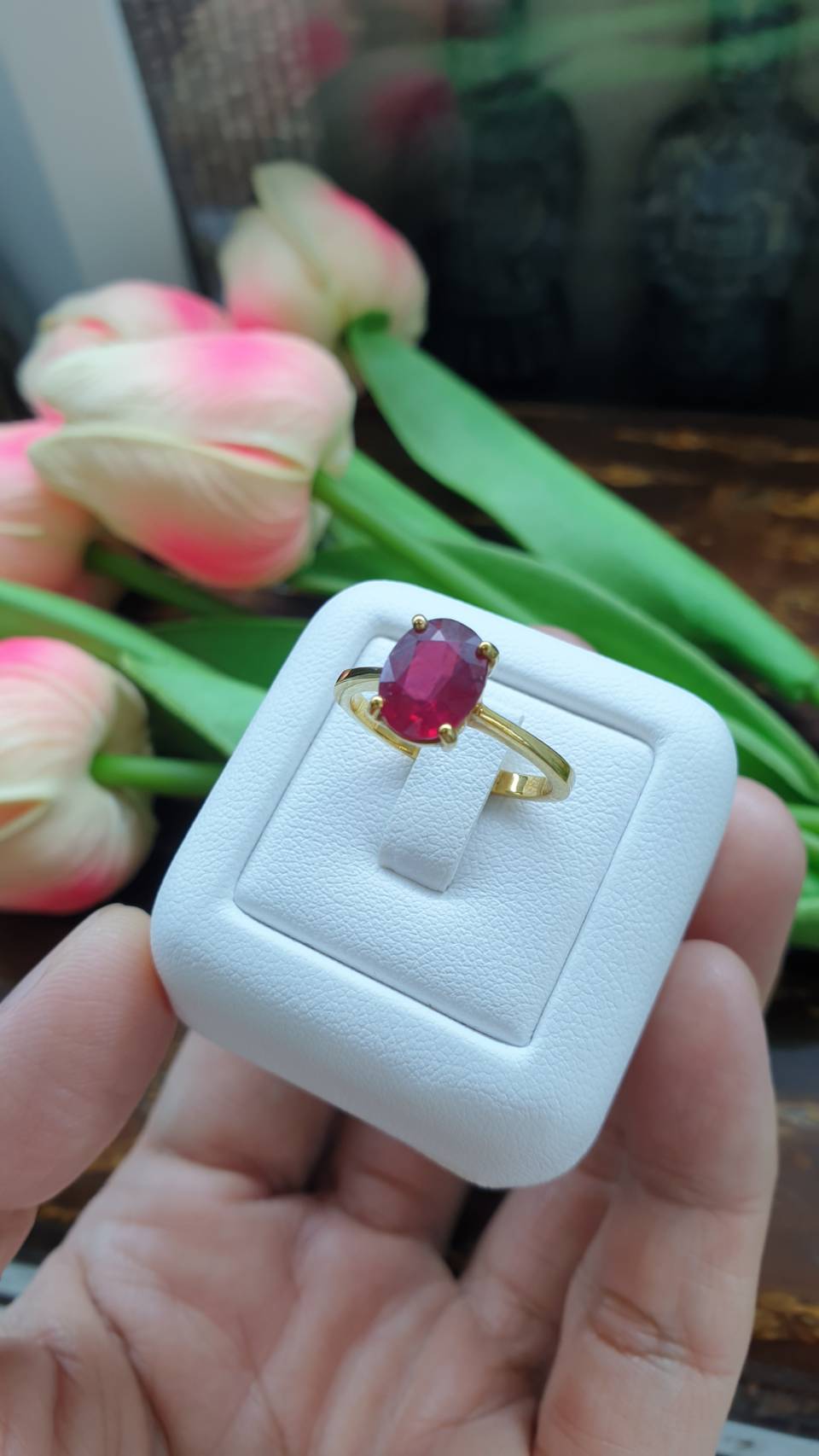Ruby & 14K Gold Ring (6.5 US) | Solid Gold | Giftable🎁 Lady's Ring