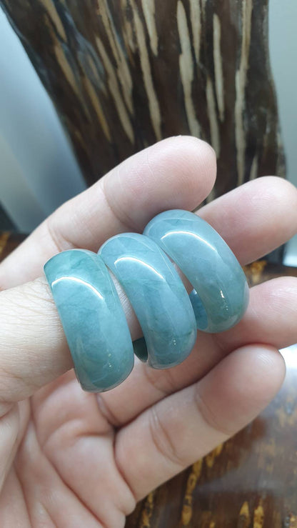 Lavender Blue Jade Plus-Size Rings 14-15 US - Type A Natural Jadeite