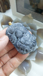 Gents Style Genuine Gray Jade Dragon Pendant 🐉| 9K Gold Bail | Type A Natural Jadeite