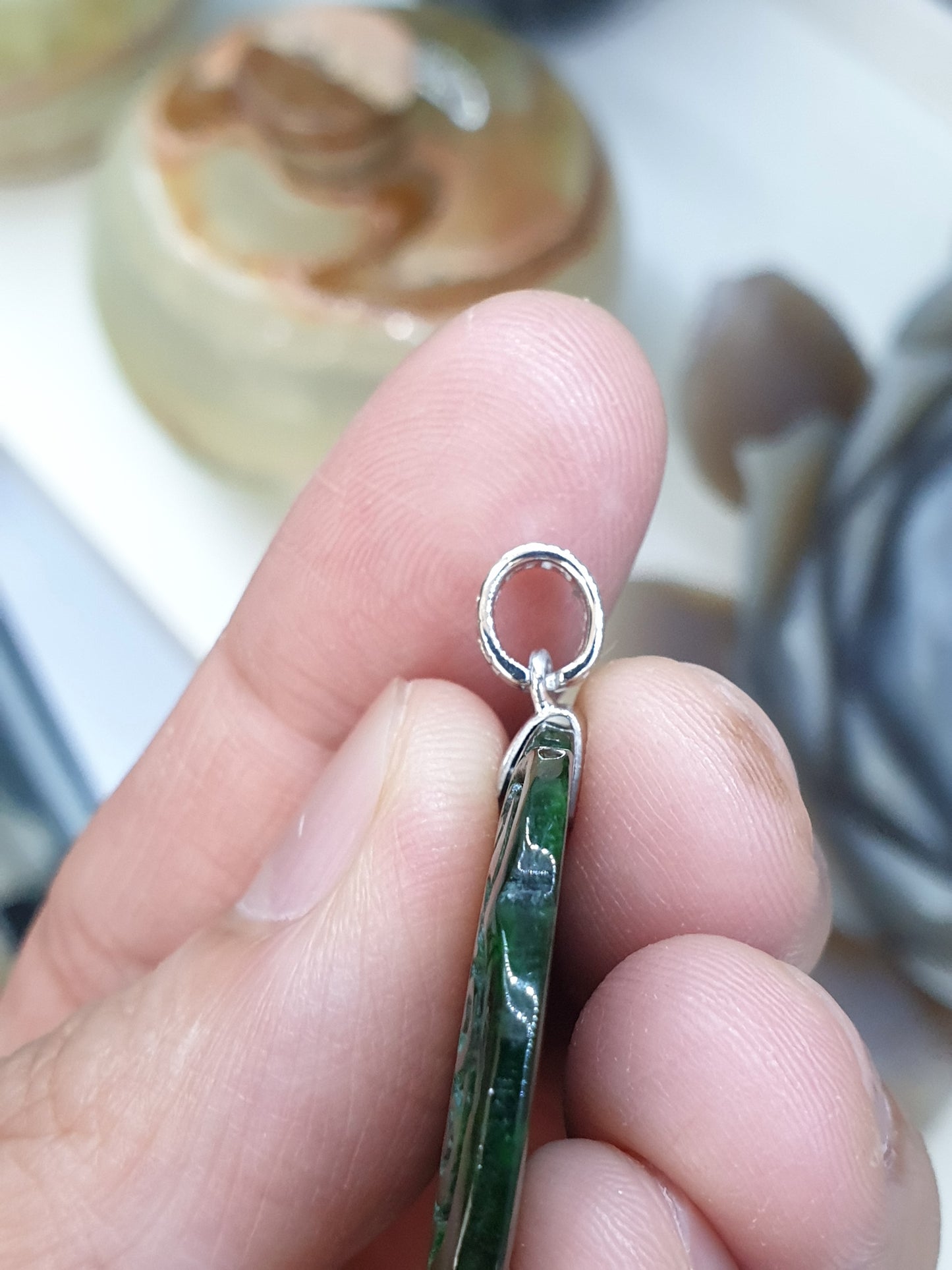 Jade Ru Yi - Dragon Pendant | 18K White Gold & Fei Cui - Type A Jadeite | His or Hers Statement Jewelry