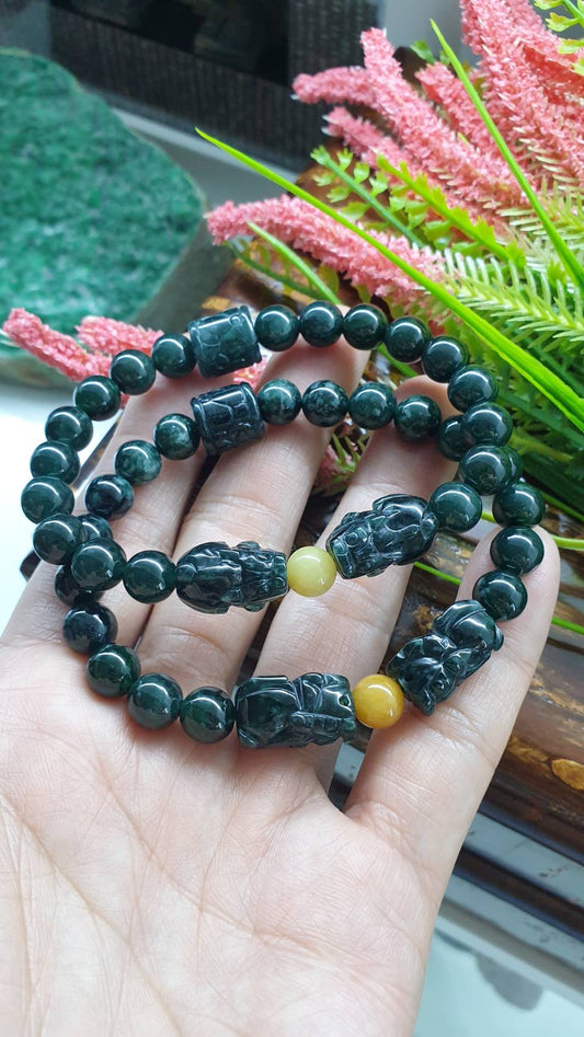 Ocean Blue Jade Wealth Keeper Bracelet 17cm Type A Natural Jadeite