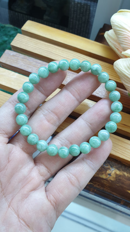 Green Jade Beaded Bracelet 17cm Type A Myanmar Jadeite