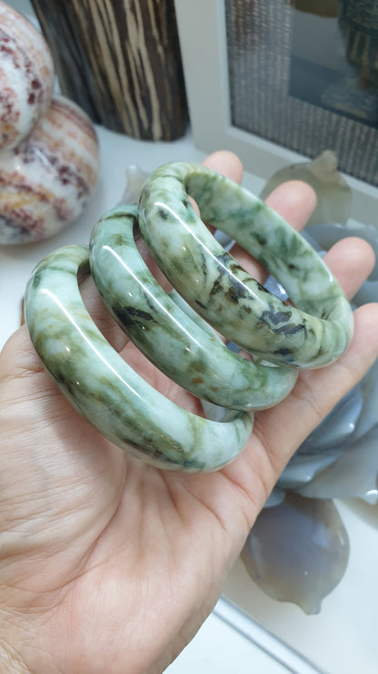 Hok Lok Siew Jade Bangle (S 57 - 58)(Selection) | Type A Natural Jadeite | Lucky Charm Wrist Candy for Her
