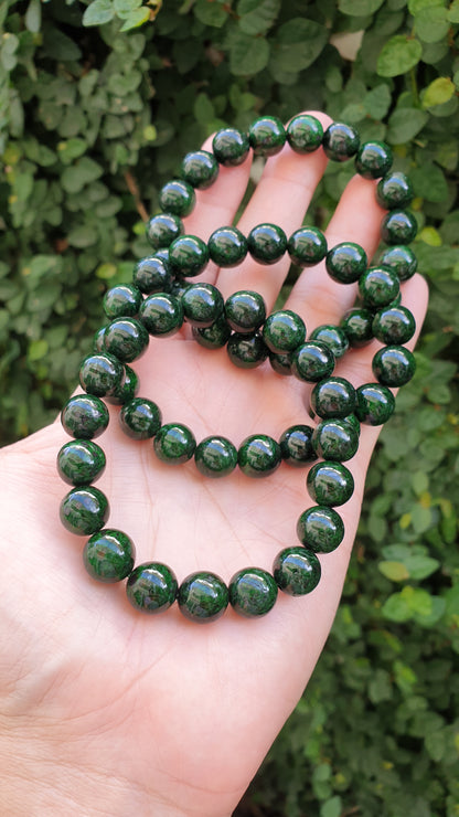 Mawsitsit Vintage Beads Bracelet 17cm Fei Cui Deep Chrome Green Natural Stone