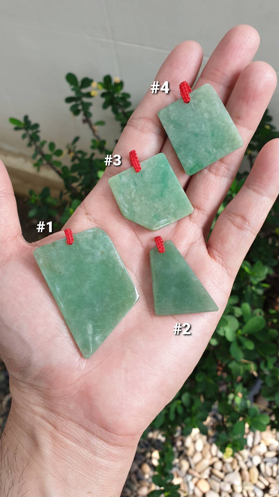 Jade Dog Tag Pendant (Freeform) | Fei Cui - Type A Jadeite | Lucky Red Thread