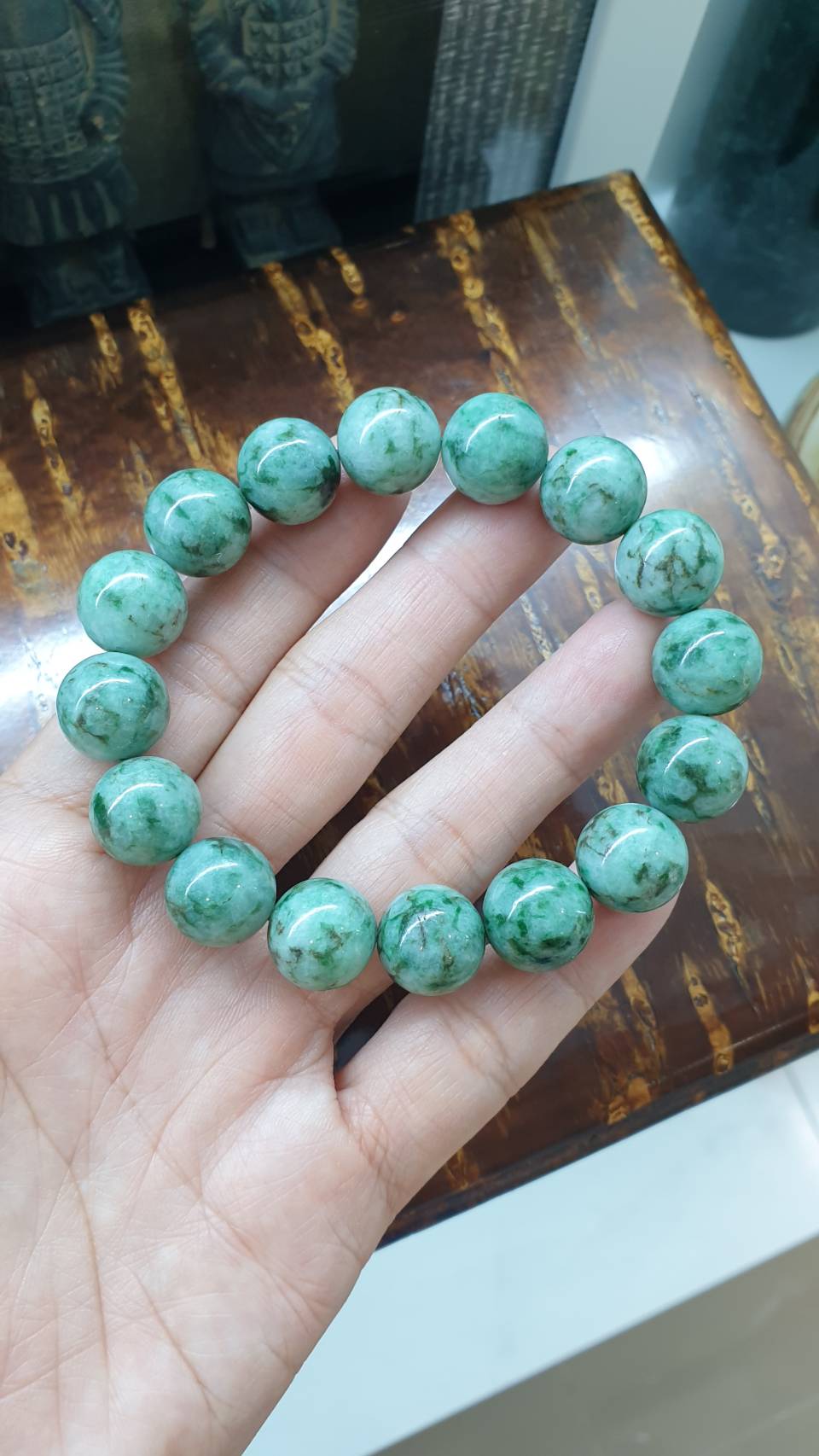 Gent's Style Jade Bracelet (18 cm) | Type A Natural Jadeite Vintage Beads