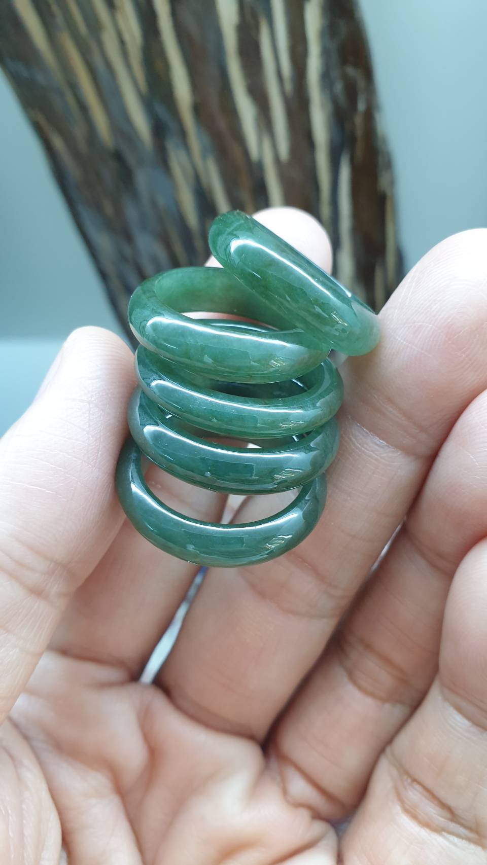 Type A Natural Green Jadeite Solid Band Ring US Size 5.5 to 9.75