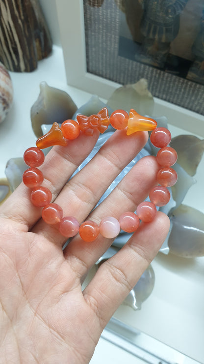 Peach Agate Wrist Candy Bracelets 17 cm - Natural Gemstone Beads, Charms