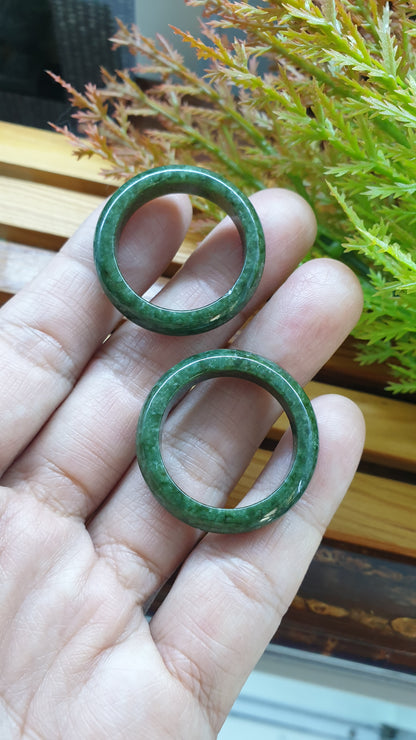 Plus Size Green Jade Rings 15US Type A Natural Burma Jadeite