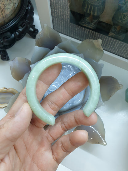 Jade Cuff Bangle Size 51 - 52 Type A - Natural Light Green Jadeite