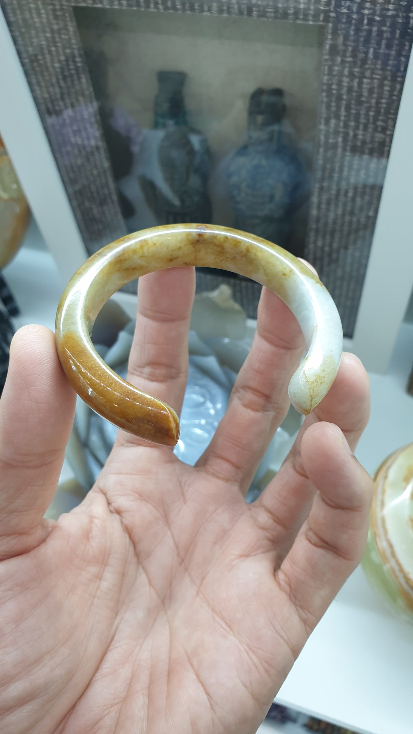 Jade Cuff Bangle Size 56 - 57 Hok Lok Siew Type A Natural Jadeite