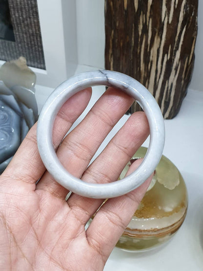 Gray Jade Everyday Bangle S54.5 Ashy Tone Type A Natural Myanmar Jadeite